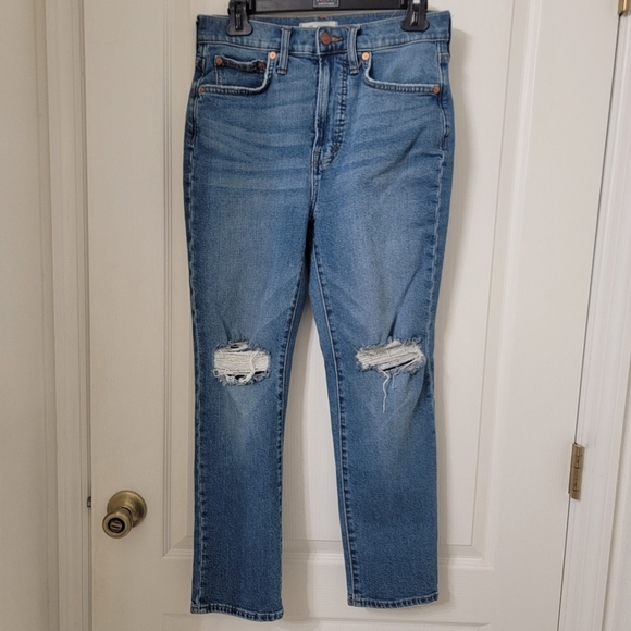 Madewell Size 27 The Perfect Vintage Crop Jean, Medium Wash, Distressed, GUC - Picture 12 of 16